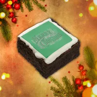 Merry Christmas - Vintage Style Black on Green | Brownie