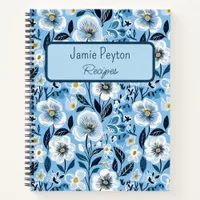 Personalized Blue and White Floral Recipe Book