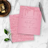 BUDGET Blush Pink Glitter Drips Graduation Party