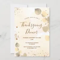 Golden eucalyptus foliage Thanksgiving Dinner Invitation