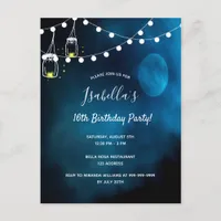  Birthday party blue moon lights mason jars Invitation Postcard