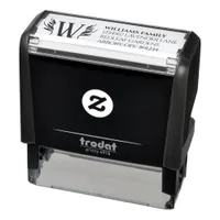 Elegant Floral Surname Monogram Return Address Self-inking Stamp