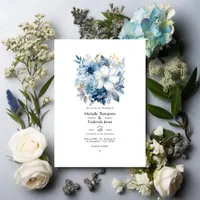 Silver, Ice Blue, Frost White and Grey Wedding Invitation