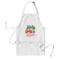 Holly Jolly Babe Retro Groovy Christmas Holidays Adult Apron