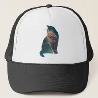 Space Nebula Cat Trucker Hat