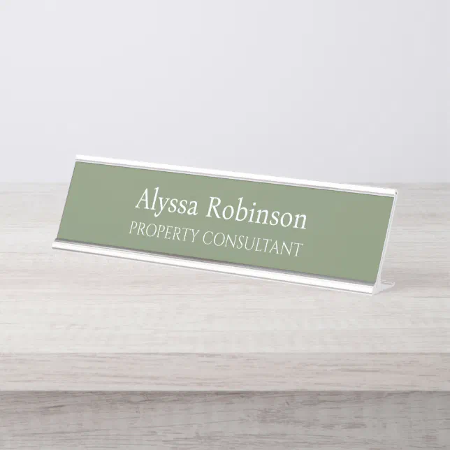 Sage Green Professional Desk Name Plate