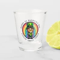 Happy St Patrick's Day Leprechaun with Green Beer Shot Glass