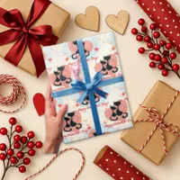 Whimsical Pastel Cat Valentine Wrapping Paper