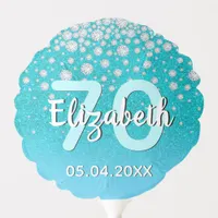 70th birthday teal blue green glitter diamond balloon