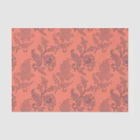 Coral, Navy and Silver Vintage Floral Damask Tissue Paper