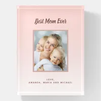 Mother blush pink kids photo paperweight