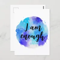 I Am Enough Blue Purple Watercolor Spiritual Text Postcard