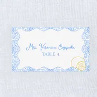 Custom Lemon Chic Mediterranean Wedding Table Place Card