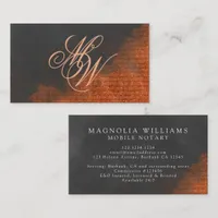 Monogram Copper Black Mobile Notary Business Card