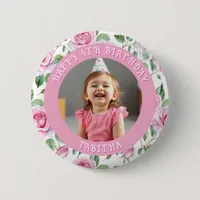 Personalized Age, Name and Photo Birthday  Button