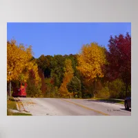 Egg Harbor, WI Fall Season with Trolley Car Poster