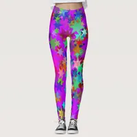 Bright Colorful Star Patterned Leggings