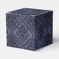 Midnight Blue Vintage Grunge Damask Favor Boxes