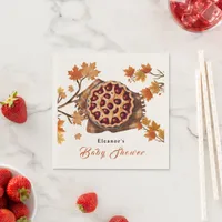 Cute Watercolor Rustic Cherry Pie Baby Shower Napkins