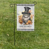 Cute Vintage Cat Personalized Rustic Halloween Garden Flag