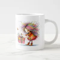 *  2 Colorful  Whimsical Christmas Girl  Gift AP97 Giant Coffee Mug