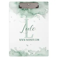 Monogram & Name Affirmation Watercolor Gray Clipbo Clipboard