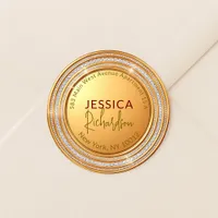 Gold Diamond Frame Round Return Address Label