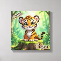 Timid Tiger | Cute Cartoon Kid's Nursery Art Canvas Print