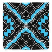 Trendy Tribal Geometric Black & Turquoise Pattern Bandana