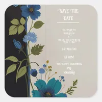 Wedding Floral Invitation Collection Square Sticker