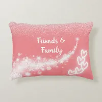 White glitter, monogrammed on pink | accent pillow