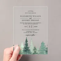 Rustic Pine Mountains Wedding Acrylic Invitations