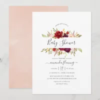 Burgundy - Marsala and Blush Floral Baby Shower Invitation