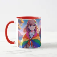 Anime Girl with LGBTQIA+ Cape   Mug