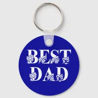 Best Dad with Flags White Text Keychain