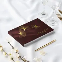 Moonlight Romance Wedding Burgundy Gold ID881 Foil Guest Book