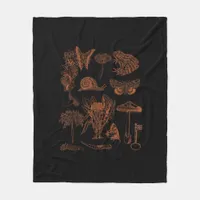 Botanical Art, Frog Fungi Goblincore Aesthetic Cot Fleece Blanket