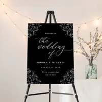 Elegant Black & White Wedding Welcome Sign Vintage