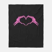 Skeleton Hands Heart Sign Retro Halloween Fleece Blanket