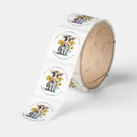 Cute Cow Sunflowers Modern Simple Farm Baby Shower Classic Round Sticker