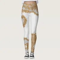 White and Gold Marble Leggings