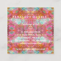 Colorful Bold Abstract Makeup Artist Square Business Card