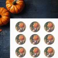 Vintage Singing Pumpkin Man Classic Round Sticker