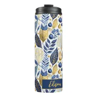 Blue Gold Christmas Merry Pattern#21 ID1009 Thermal Tumbler