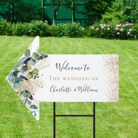 Wedding eucalyptus greenery elegant welcome arrow sign