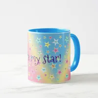 Cute stars with faces in pastel colors     mug