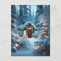 A Little Cabin in the Woods | Festive Christmas Postcard