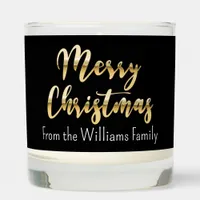 Faux gold Merry Christmas wishes black Scented Candle