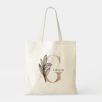 Monogram Initial Modern Letter G Boho Personalized Tote Bag