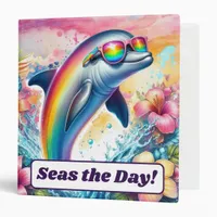 Rainbow Dolphin Seas the Day Girls Back to School 3 Ring Binder